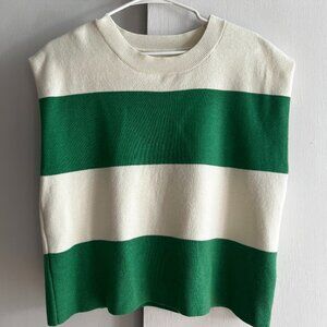 Anthropologie Green & White Sleeveless Top Maeve by Anthropologie Never Worn